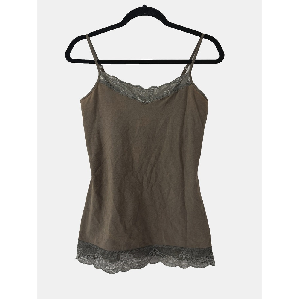 VTG Y2K Cami Top Whimsigoth Express Medium Chocolate Brown Boho Fairy Grunge